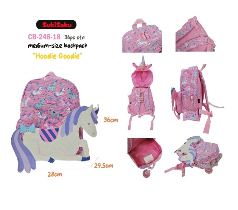 pink unicorn bag with  hoodie